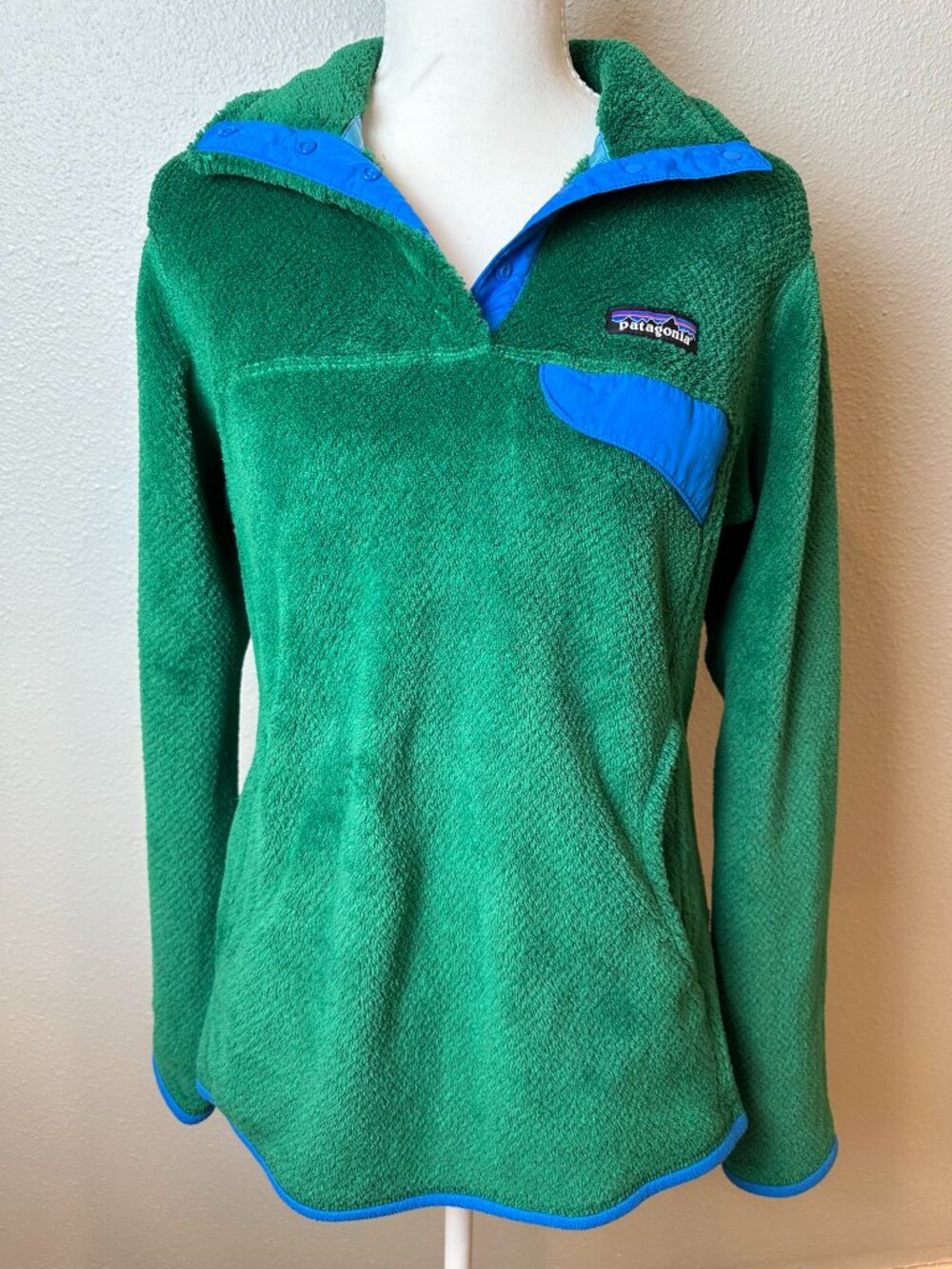 Patagonia Women Re-Tool Snap-T Fleece Pullover Medium Green Blue Cozy Gorpcore
